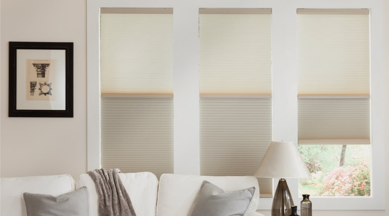 Cellular shades in a living room